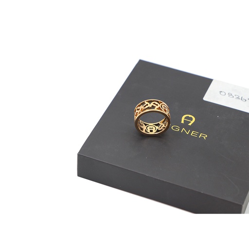 Aigner Crystals Gold Tone Ring Size: 54