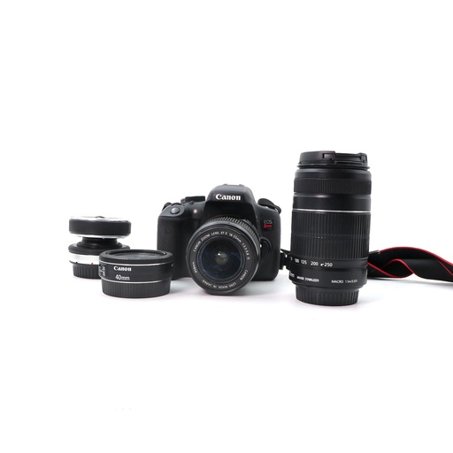 Camera EOS Rebel T6i + 18-55m + 55-250mm + 40mm and Fisheye ultra wide angle lens