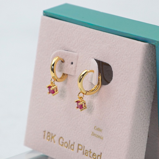 MEME LONDON Pink Drop Earrings 18 K Gold Plated