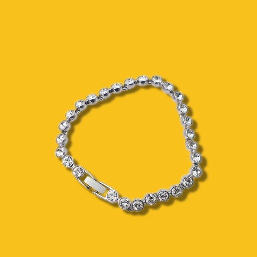 Swarovski Swan Stampled Silver Tone Rhodium Plated Clear Crystals Tennis Bracelet