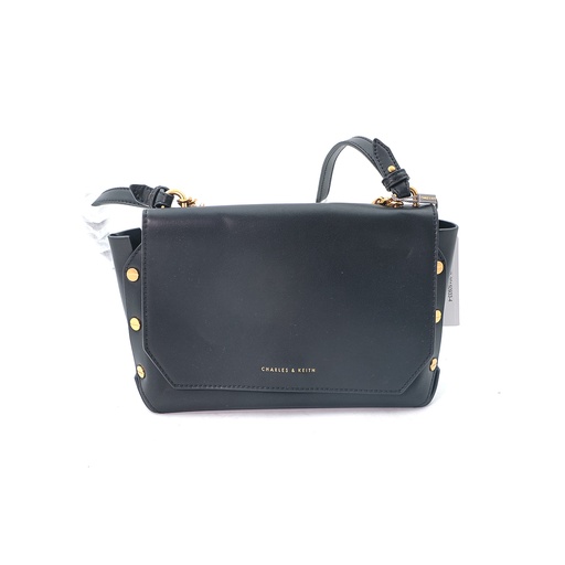 Charles & Keith Studded Chain Link Shoulder Bag Black