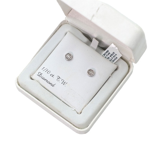 Jewelili Sterling Silver 1/10 CTTW Natural White Round Diamonds Stud Earrings SKU: ERO2814SSKO