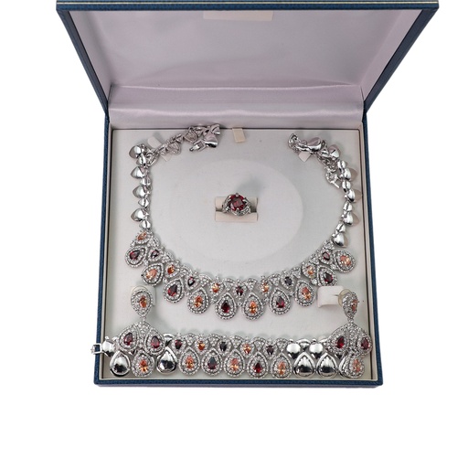 Silver Diamond Necklace Accessories Set