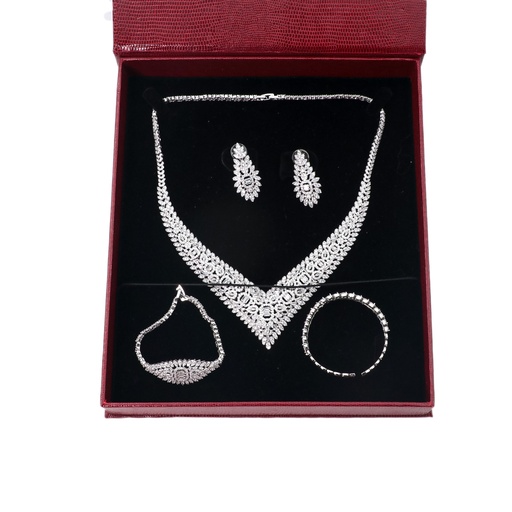 silver diamond necklace accessories set