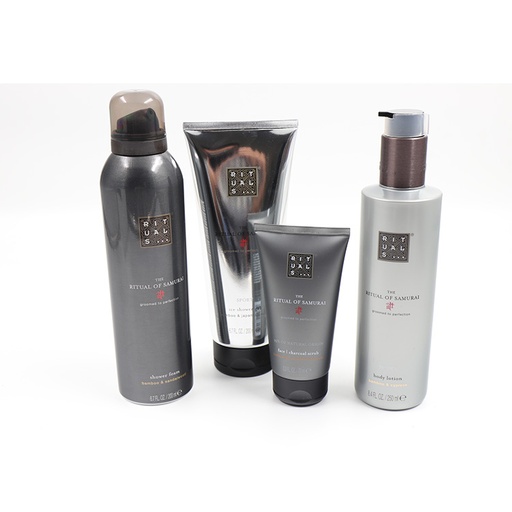 The Ritual Of Samurain Groomed To Perfection: Face Scrub + Shower Foam + Body Lotion + Shower Gel
