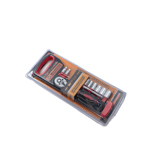 Set Chrome Vanadium CR-V Tools 1/4 DR Socket Wrench