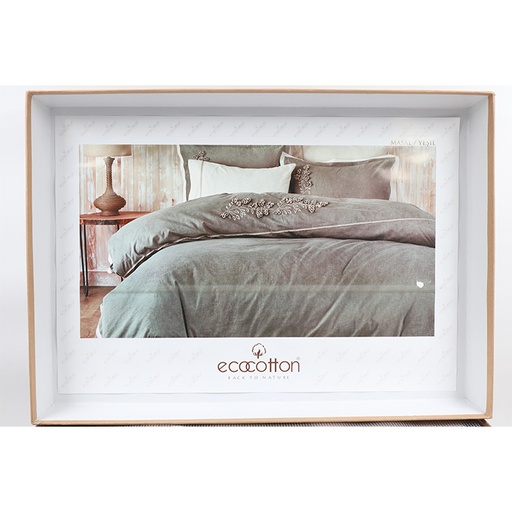 Ecocotton Back To Nature Masal Super King Double, Duvet Cover + Bed Sheet + Pillow Case 2 pc + Ox. Pillow Case 2pc ** Green **