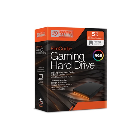 Seagate External USB Gaming  5TB Portable HDD, FireCuda Gaming Hard Drive With RGB Lights
