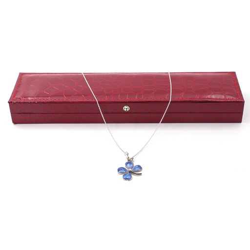 Fashion Pendant Necklace Crystal Color Setting Four Leaf Imitation Rhodium