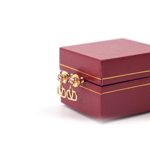 V-Logo Crystal Drop Earrings