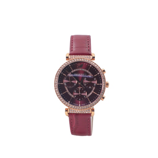 Swarovski Passage Chrono Red Dial leather Strap Watch for Women - 5580345