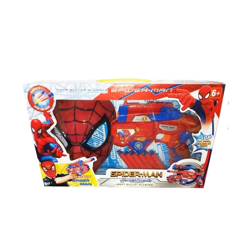 Spider Man Soft Bullet Blaster with Mask for Boys - Blue Red