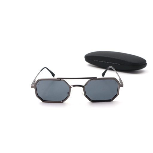 Silver Black Grey Full Rim Geometric Vincent Chase HEROES VC S16557-C1 Polarized Sunglasses - 213280