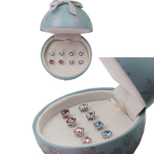 Brilliance 4-Pair Holiday Crystal Stud Earring Set In Ornament Gift SBox